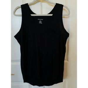 Lord & Taylor Tank Top Sleeveless Pocket Black Women's Size Petite Medium Cotton